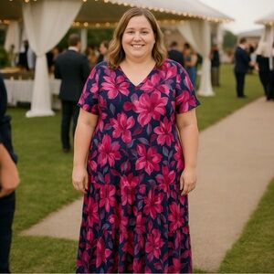 Chico's Floral Maxi Dress - Pink and Blue